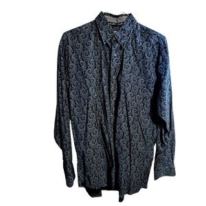 Wrangler George Strait Paisley Button Down Shirt Blue Black Size Large